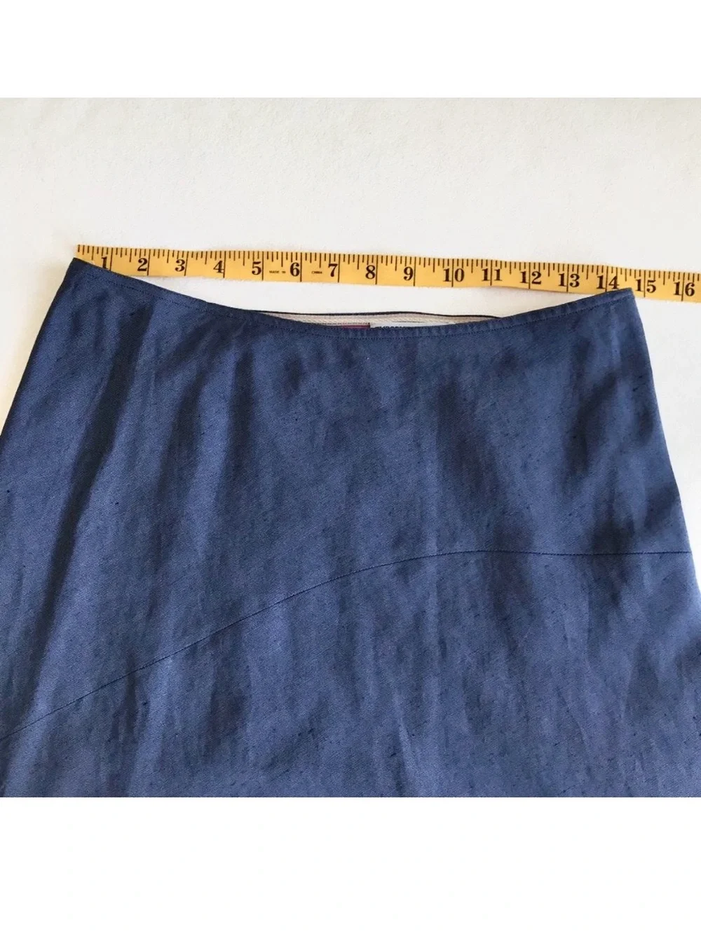 Vintage Emporio Armani Asymmetrical Linen Skirt Italy 42 US 6 Blue Y2K 2000 90s